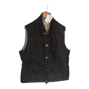 Brunello Cucinelli Grey Quilted Wool Sleeveless Vest Size 52 NWT